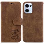 For OPPO Reno13 Global Little Tiger Embossed Leather Phone Case(Brown)