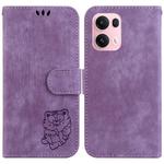 For OPPO Reno13 Pro Global Little Tiger Embossed Leather Phone Case(Purple)