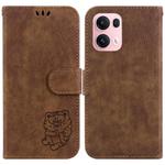 For OPPO Reno13 Pro Global Little Tiger Embossed Leather Phone Case(Brown)