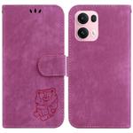 For OPPO Reno13 Pro Global Little Tiger Embossed Leather Phone Case(Rose Red)