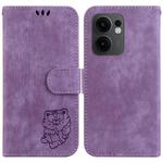 For OPPO Reno13 F 4G / 5G Little Tiger Embossed Leather Phone Case(Purple)