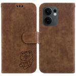 For OPPO Reno13 F 4G / 5G Little Tiger Embossed Leather Phone Case(Brown)