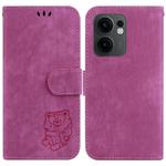For OPPO Reno13 F 4G / 5G Little Tiger Embossed Leather Phone Case(Rose Red)