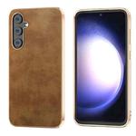 For Samsung Galaxy S23 FE 5G Plating Retro Litchi Texture PU Phone Case(Brown)