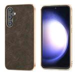 For Samsung Galaxy S23 FE 5G Plating Dream Litchi Texture PU Phone Case(Khaki)