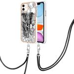 For iPhone 11 Electroplating Dual-side IMD Phone Case with Lanyard(Totem Elephant)