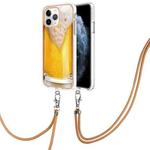 For iPhone 11 Pro Electroplating Dual-side IMD Phone Case with Lanyard(Draft Beer)