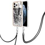 For iPhone 11 Pro Max Electroplating Dual-side IMD Phone Case with Lanyard(Totem Elephant)