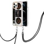 For iPhone 12 Pro Max Electroplating Dual-side IMD Phone Case with Lanyard(Retro Radio)