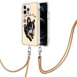 For iPhone 12 Pro Max Electroplating Dual-side IMD Phone Case with Lanyard(Lucky Dog)