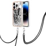 For iPhone 13 Pro Electroplating Dual-side IMD Phone Case with Lanyard(Totem Elephant)