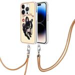 For iPhone 13 Pro Electroplating Dual-side IMD Phone Case with Lanyard(Lucky Dog)