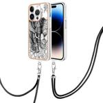 For iPhone 13 Pro Max Electroplating Dual-side IMD Phone Case with Lanyard(Totem Elephant)