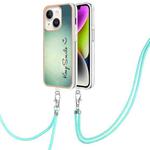 For iPhone 14 Plus Electroplating Dual-side IMD Phone Case with Lanyard(Smile)