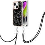 For iPhone 14 Plus Electroplating Dual-side IMD Phone Case with Lanyard(Equation)