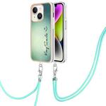 For iPhone 15 Plus Electroplating Dual-side IMD Phone Case with Lanyard(Smile)