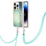 For iPhone 15 Pro Max Electroplating Dual-side IMD Phone Case with Lanyard(Smile)