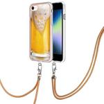 For iPhone SE 2022 / SE 2020 / 8 / 7 Electroplating Dual-side IMD Phone Case with Lanyard(Draft Beer)