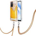 For OPPO A55 5G / A53s 5G / A54 4G Electroplating Dual-side IMD Phone Case with Lanyard(Draft Beer)