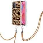 For OPPO A74 / A93 5G / A54 5G / A93s 5G Electroplating Dual-side IMD Phone Case with Lanyard(Leopard Print)
