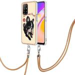 For OPPO A94 5G / A95 5G Electroplating Dual-side IMD Phone Case with Lanyard(Lucky Dog)