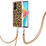 For OPPO A98 Electroplating Dual-side IMD Phone Case with Lanyard(Leopard Print)