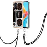 For OPPO A98 Electroplating Dual-side IMD Phone Case with Lanyard(Retro Radio)