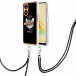 For OPPO Reno8 T 4G Electroplating Dual-side IMD Phone Case with Lanyard(Natural Growth)