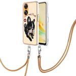 For OPPO Reno8 T 4G Electroplating Dual-side IMD Phone Case with Lanyard(Lucky Dog)
