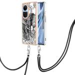 For OPPO Reno10 5G Global Electroplating Dual-side IMD Phone Case with Lanyard(Totem Elephant)