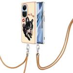 For OPPO Reno10 5G Global Electroplating Dual-side IMD Phone Case with Lanyard(Lucky Dog)
