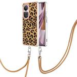 For OPPO Reno10 Pro 5G Global Electroplating Dual-side IMD Phone Case with Lanyard(Leopard Print)