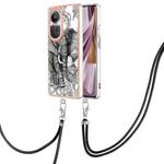 For OPPO Reno10 Pro 5G Global Electroplating Dual-side IMD Phone Case with Lanyard(Totem Elephant)