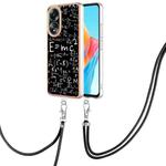 For OPPO A58 4G Electroplating Dual-side IMD Phone Case with Lanyard(Equation)