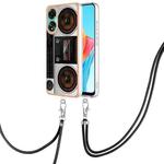 For OPPO A78 4G Electroplating Dual-side IMD Phone Case with Lanyard(Retro Radio)