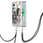 For OPPO Reno11 5G Global Electroplating Dual-side IMD Phone Case with Lanyard(Totem Elephant)