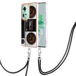 For OPPO Reno11 5G Global Electroplating Dual-side IMD Phone Case with Lanyard(Retro Radio)