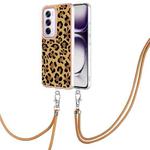 For OPPO Reno12 Pro Global Electroplating Dual-side IMD Phone Case with Lanyard(Leopard Print)