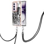 For OPPO Reno12 Pro Global Electroplating Dual-side IMD Phone Case with Lanyard(Totem Elephant)