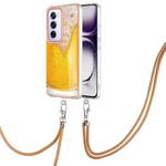 For OPPO Reno12 Pro Global Electroplating Dual-side IMD Phone Case with Lanyard(Draft Beer)