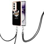 For OPPO Reno12 Global Electroplating Dual-side IMD Phone Case with Lanyard(Natural Growth)