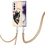 For OPPO Reno12 Global Electroplating Dual-side IMD Phone Case with Lanyard(Lucky Dog)