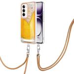 For OPPO Reno12 Global Electroplating Dual-side IMD Phone Case with Lanyard(Draft Beer)