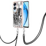 For OPPO A60 Electroplating Dual-side IMD Phone Case with Lanyard(Totem Elephant)