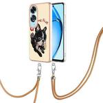 For OPPO A60 Electroplating Dual-side IMD Phone Case with Lanyard(Lucky Dog)