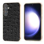 For Samsung Galaxy S23 FE 5G Genuine Leather Ostrich Texture Series Nano Plating Phone Case(Black)