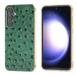 For Samsung Galaxy S23 FE 5G Genuine Leather Ostrich Texture Series Nano Plating Phone Case(Green)