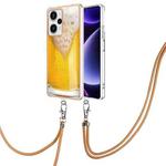 For Xiaomi Poco F5 / Redmi Note 12 Turbo Electroplating Dual-side IMD Phone Case with Lanyard(Draft Beer)