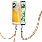 For Xiaomi Redmi Note 12 5G Global Electroplating Dual-side IMD Phone Case with Lanyard(Draft Beer)