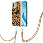 For Xiaomi Mi 11 Lite Electroplating Dual-side IMD Phone Case with Lanyard(Leopard Print)